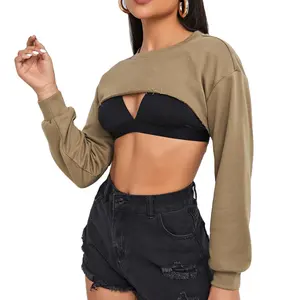 Tailored Crewneck Cropped Dropped Shoulders Pullover Without Camisole French Terry Custom Logo