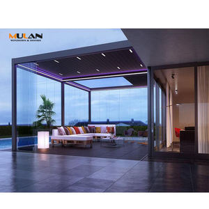 Pergola de <span class=keywords><strong>pavillon</strong></span> motorisée électrique en alliage d'aluminium avec fenêtre française intégrée, étanche et résistante à l'eau, pour cour extérieure - Product Image 2