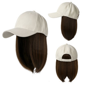 BOBO Pelo Corto <span class=keywords><strong>ondulado</strong></span> pelo sintético mujeres gorra de béisbol peluca sombreros para niñas pelucas naturales 3 pelo corto y medio largo 23cm - Product Image 2