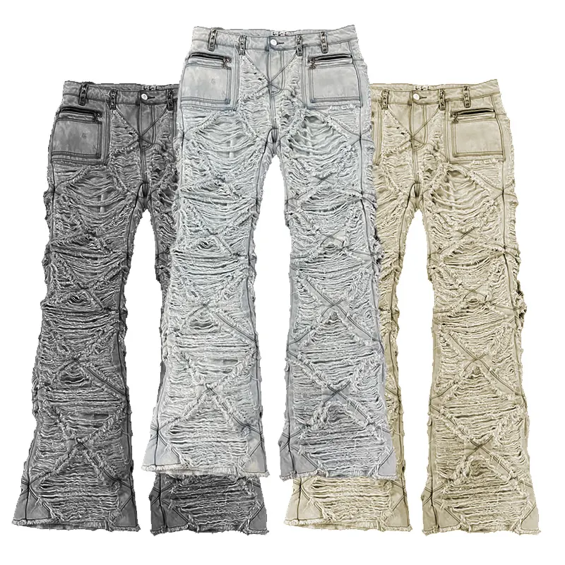 DIZNEW-Pantalon en jean personnalisé pour homme, rue américaine, avec moustaches de chat, Rock Revival, nouveauté 2023, vente en gros de jeans push-up perlés