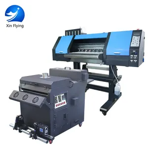 Impressora industrial, porta para porta 60cm dtf dupla 4720 i3200 cabeça de impressão roupas de tecido pet impressora com pó shaker