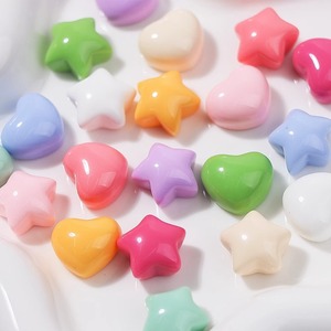 100 piezas de resina artificial, estrellas y corazones coloridos, cabujones planos, accesorios miniatura para centros de lazos para el <span class=keywords><strong>cabello</strong></span>, DIY, amor - Product Image 5