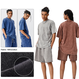 T-shirts unisexe en coton 250 GSM, coupe oversize, épaules tombantes, manches courtes, effet délavé, personnalisables avec logo pour homme - Product Image 3