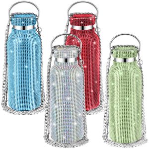 12 Colors Christmas Gifts Hot Pink Bling Rhinestone Insulated 40oz Stainless Steel Vacuum <b>Flask</b> Tumblers Straw Handle Screw-On - Product Image 1