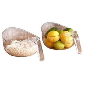 Panier égouttoir multifonction en plastique PET pour cuisine, bol à riz et fruits, panier de lavage et d'égouttage avec poignée, passoire - Product Image 3