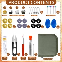Kit de couture camouflage 35 pièces, portable, avec aiguilles et fils, vert militaire, fournitures de réparation d'urgence pour le camping et la randonnée