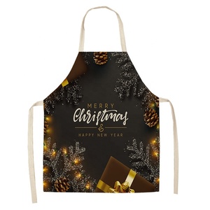 Nouvelle série de dessins animés de Noël, <span class=keywords><strong>tablier</strong></span> de cuisine en lin imprimé numériquement, imperméable, avec logo personnalisé, décoration de cuisine de Noël pour la maison - Product Image 4