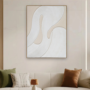 Ban đầu bán buôn trừu tượng nóng bán <span class=keywords><strong>handmade</strong></span> sơn vải hiện đại kem và màu be màu sắc và nặng kết cấu tường nghệ thuật - Product Image 3