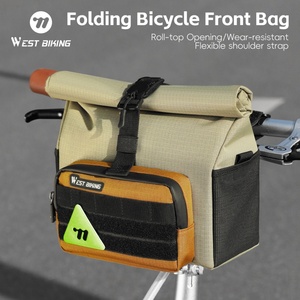กระเป๋าจักรยานแบบม้วนเก็บได้ WEST BIKING สำหรับติดแฮนด์จักรยานและสะพายไหล่ ใช้ได้กับจักรยานพับ <span class=keywords><strong>Brompton</strong></span> กระเป๋าสำหรับเดินทาง - Product Image 1