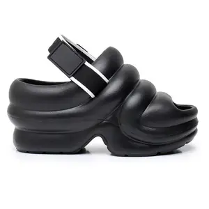 Новые стильные женские сандалии летние шлепанцы на высоком каблуке 9 см женские пляжные шлепанцы