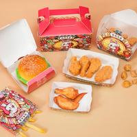 Boîtes à frites jetables, pochettes à chips en papier kraft de qualité alimentaire, impression personnalisée du logo, avec poignée, emballage à emporter pour la restauration rapide