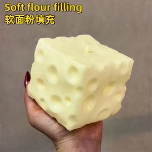 Balle anti-stress géante en forme de cube de fromage, jouet sensoriel ASMR non rebondissant, cadeau de festival - Product Image 3