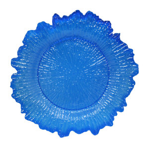 Luxury 13 Inch Reef Blue Acrylic Charger Plates Wedding Party Plastic Blue Chargers Plates Table Base Plates for Decoration