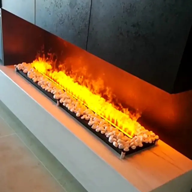 160ซม.บ้านเครื่องทำความร้อนก้อนกรวดหินโรงงานSupply Fireอัพเดต3dไอน้ำเตาผิงพร้อมความร้อน