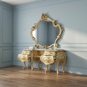 Tocador de caoba de madera maciza provincial francés antiguo de lujo espejos tocador europeo muebles de dormitorio hechos en Indonesia - Product Image 3