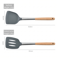 Ensemble d'ustensiles de cuisine en silicone de qualité alimentaire résistant aux hautes températures, spatule et grande cuillère à soupe en bois – Vente en gros