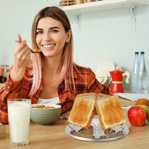 Stainless Steel Toast Rack 4 Piece Foldable Portable Round Bread Holder For <b>Kitchen</b> <b>Camping</b> Use - Product Image 1