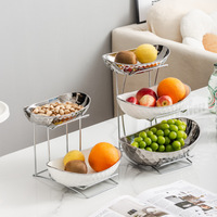 Plateau à fruits multi-niveaux de luxe léger, en céramique, pour le salon, rangement pour fruits et en-cas