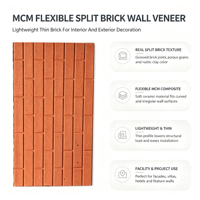 Revêtement mural en pierre flexible moderne MCM Split Block, texture travertin naturel, pour façade de villa, projet hôtelier