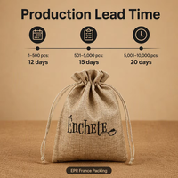 Sac à savon en jute naturel réutilisable avec logo personnalisé, pochette en chanvre et lin, petite pochette en jute à cordon, vente en gros pour thé et café