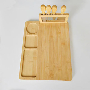 Bamboo <b>Cheese</b> Board With <b>Knife</b> <b>Set</b> Cutting Tray For Serving Food Durable Hand Wash Only - Product Image 1