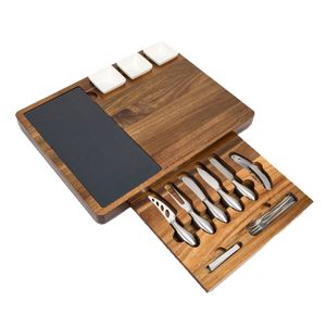 Lớn tùy chỉnh Keo Gỗ charcuterie Board Set pho mát Hội Đồng Quản trị với thép không gỉ Dao slates và bát - Product Image 5