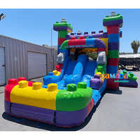 Bloc de construction blocs de maison de rebond Combo toboggan aquatique Gonfiabili Hpfburg aire de jeux gonflable en plein air pour les enfants