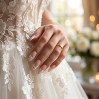 Extensions d'ongles à presser en ABS, longues, style français, forme amande, pré-conçues, réutilisables, avec colle, pour usage en salon de manucure