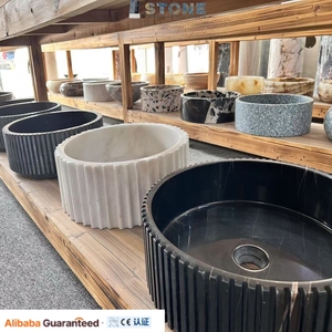 Oem Trắng rắn đá cẩm thạch bồn rửa không xốp khảm bệ lưu vực rửa tay lưu vực với drainer cho phòng tắm - Product Image 6