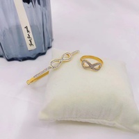 Ensemble de bijoux en acier inoxydable numéro 8, bracelet et bague en diamant