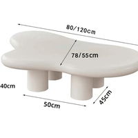 Table basse moderne en bois d'ingénierie blanc en forme de nuage, au design tendance pour salons, salles à manger et espaces extérieurs