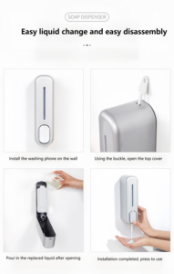 <span class=keywords><strong>Distributeur</strong></span> <span class=keywords><strong>de</strong></span> savon mural manuel à pression simple pour hôtel, maison, cuisine, salle <span class=keywords><strong>de</strong></span> bain - Product Image 4