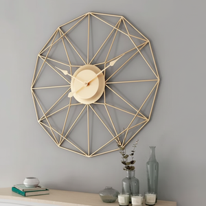 Oro web geométrica intrincado diseño moderno abstracto arte silencioso, disponible a precios al por mayor reloj de pared de metal. - Product Image 1