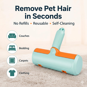 Rodillo Removedor de Pelo de Mascotas Portátil y Reutilizable, de Doble Acción, para Perros y Gatos - Product Image 2