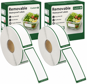 Etiquetas Solubles en Agua para Contenedores de Comida para Llevar, Etiquetas Alimentarias Disolubles de 2x1 Pulgadas y 1x2 Pulgadas, Fabricante de Etiquetas Adhesivas - Product Image 1