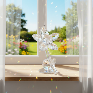 Decorazione in Cristallo a Forma di Fiore, Ornamento in Vetro Trasparente, Acchiappasole per Decorazione Casa - Product Image 3