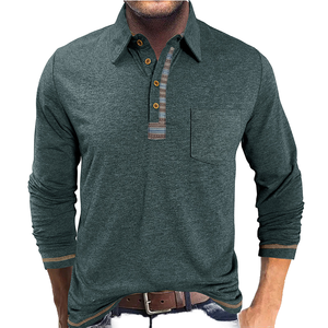 Camisa de Hombre Americana con Cuello Abotonado, de Algodón y Rayón, Tejido de Punto, Manga Larga, Estampada, Anti-Pilling, Transpirable, de Alta Elasticidad y Absorción de Humedad - Product Image 1