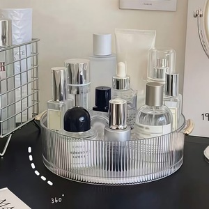 360 Degree <b>Rotating</b> Cosmetic <b>Storage</b> <b>Rack</b> Transparent With Handle Desktop Organizer For Makeup And Personal Care Products - Product Image 1