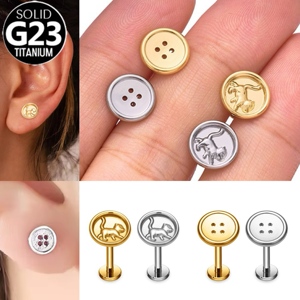 Pendientes de titanio F136 chapados en oro para bodas, con parte trasera plana, para cartílago, labio, nariz, en varios tamaños - Product Image 3