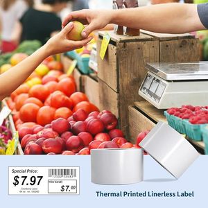 Amostra grátis 4 Polegada Reutilizável Etiqueta Térmica Direta Linerless Adesivo Plástico Brilhante Código De Barra 3 Polegada Forro Menos Papel Rolos - Product Image 3