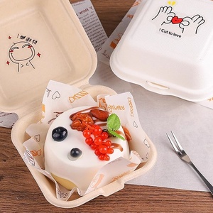 Hand-painted Internet-famous Cake Packaging Box Biodegradable Square Paper Lunch Box Takeaway Fruit Salad Disposable Burger Box - Product Image 3