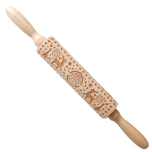 Rouleau à pâtisserie impression en <span class=keywords><strong>bois</strong></span> blanc de noël, bâton à cookies, artisanat, sculpture en <span class=keywords><strong>bois</strong></span>, broches à rouler en relief - Product Image 3
