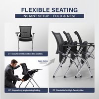Chaise de formation pliable empilable KOHO avec tablette d'écriture intégrée en PP+GF pour bureau, conférence, réunion, projet, conception ODM