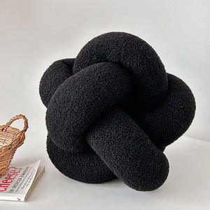 Modern minimalist style pure handmade woven lamb wool single strand octagonal ball knot <b>pillow</b> sofa <b>decoration</b> - Product Image 6