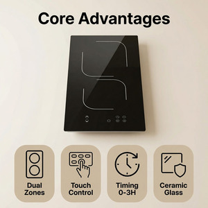Table de cuisson à <span class=keywords><strong>induction</strong></span> électrique invisible 3500W en acier inoxydable avec écran tactile, chauffage rapide, usage domestique et professionnel - Product Image 5
