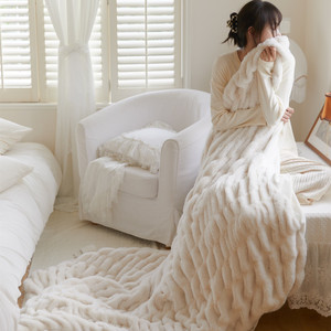 Faux Fur Plush Blanket Soft Thick <b>Double</b> Sided Warm Cozy Flannel Sofa <b>Throw</b> Office Nap Blanket All Season - Product Image 1