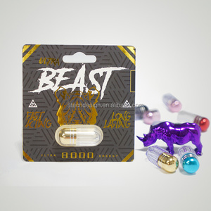 One-Stop Custom Rhino <b>Pills</b> Packaging Set with Blister Card Paper Box and Empty Capsule <b>Bottle</b> Wholesale - Product Image 2