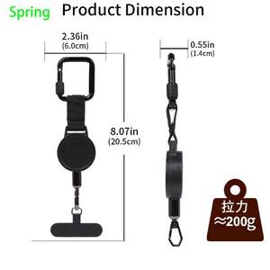 Lanière de téléphone rétractable antivol de 60 cm en ABS et alliage de zinc avec mousqueton, laisse anti-chute pour le camping en plein air - Product Image 5