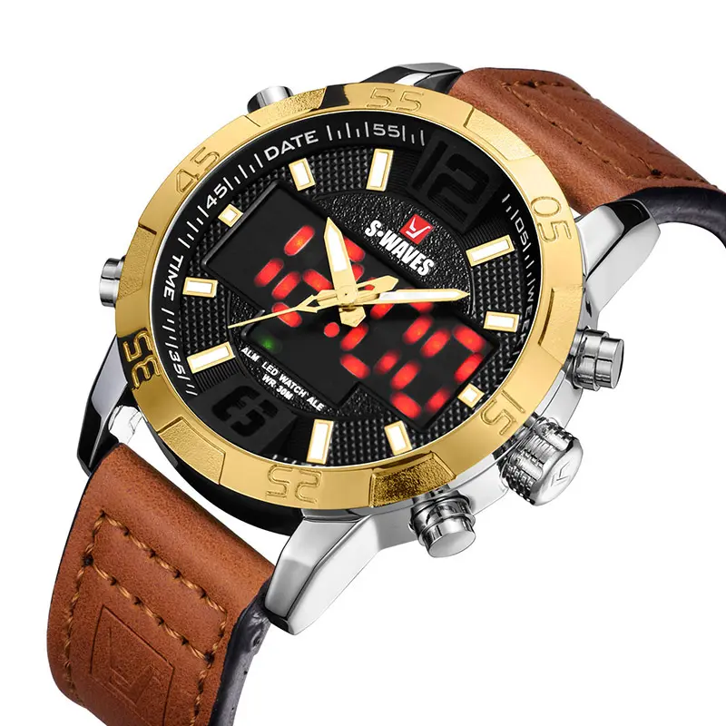 Luxury Brand Leather Watch High Quality Men's Wristwatch Leisure Belt Quartz Digital Watches