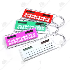 Mini Ultra-sottile Righello Calcolatrice Solare Lente di Ingrandimento Multifunzione 10 centimetri Calculadora Forniture Per Ufficio - Product Image 1